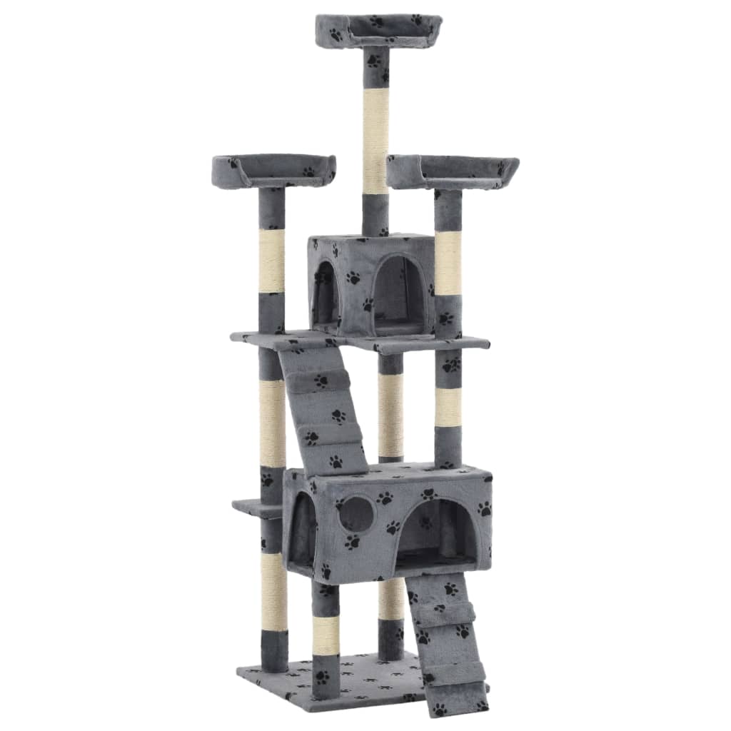 Vidaxl cat scratching post with sisal scratching posts 170 cm paw prints gray